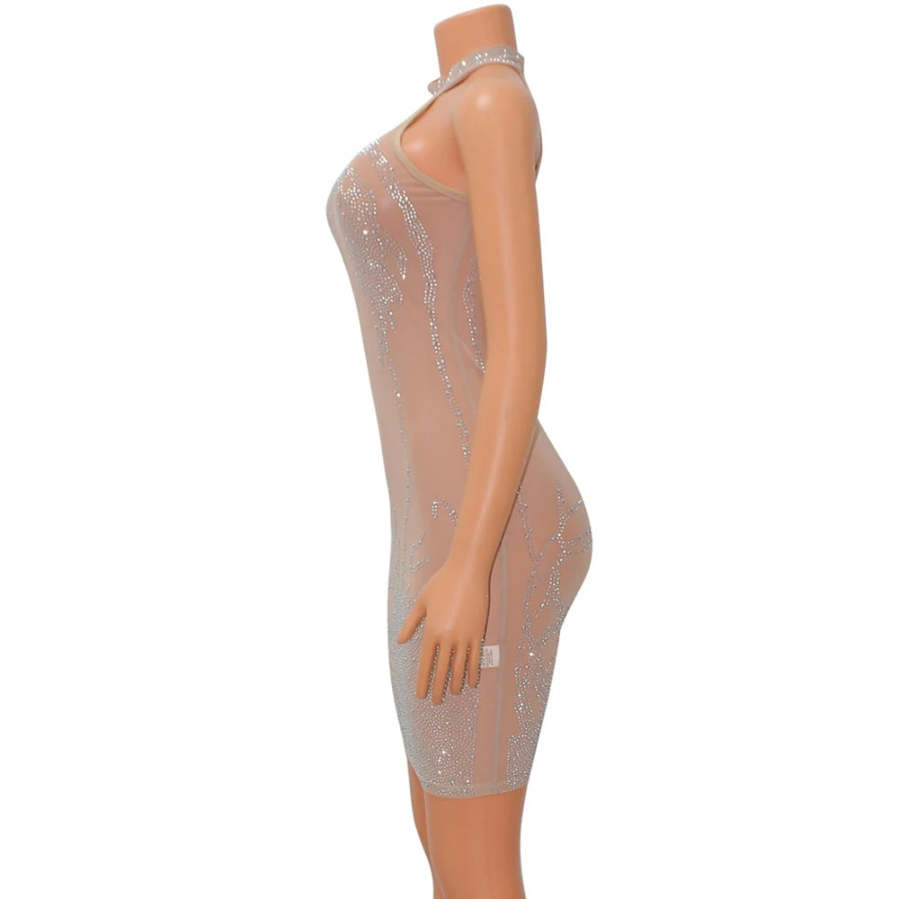 Vestido de Fiesta con Rhinestones - Sexy Mini Dress