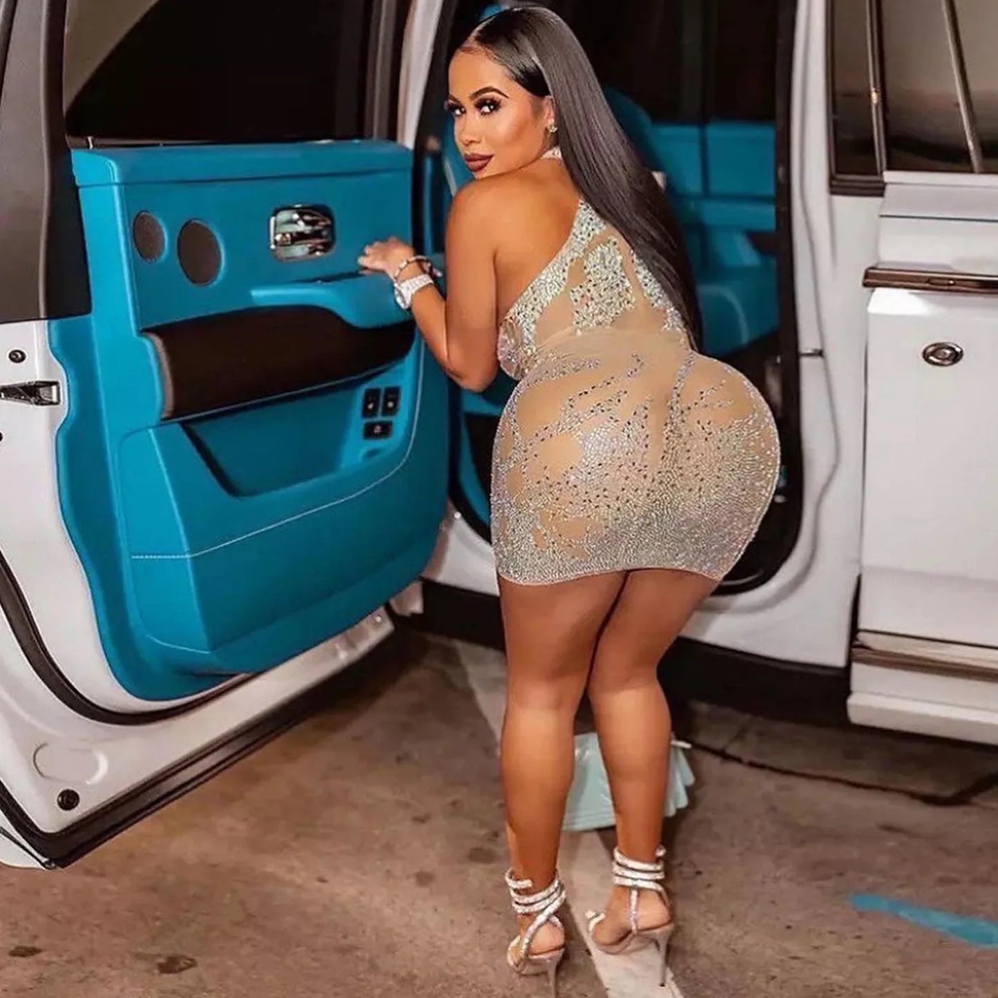 Vestido de Fiesta con Rhinestones - Sexy Mini Dress